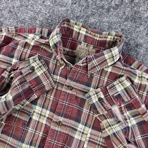 VTG Abercrombie And Fitch Big Button Shirt Men’s L Red Plaid Cotton